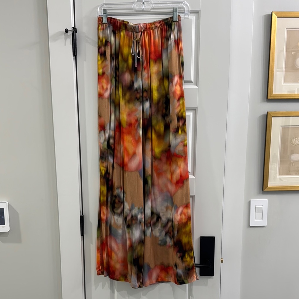 Colorful Abstract Wide-Leg Pants S NWOT